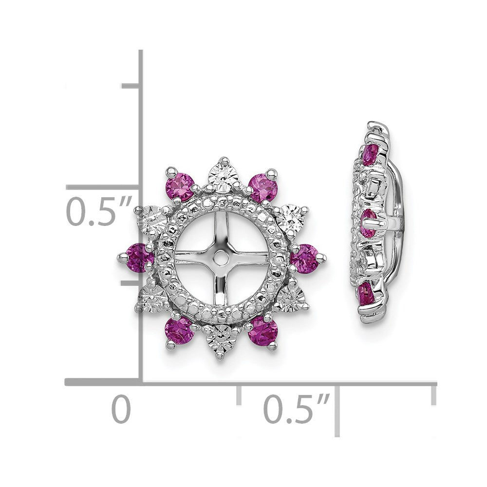 Sterling Silver Rhodium Created Ruby Earring Jacket