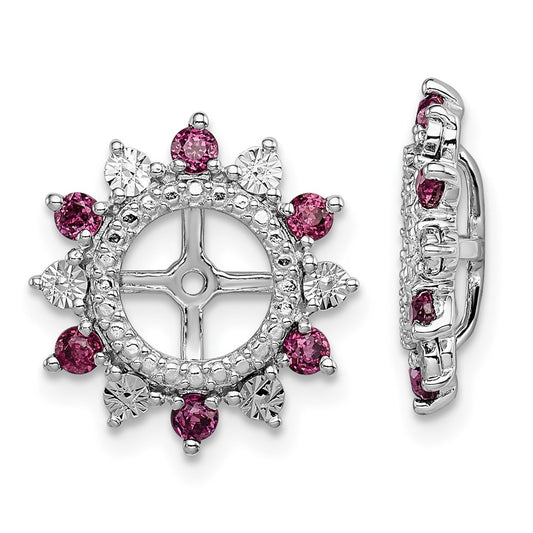 Sterling Silver Rhodium Rhodolite Garnet Earring Jacket