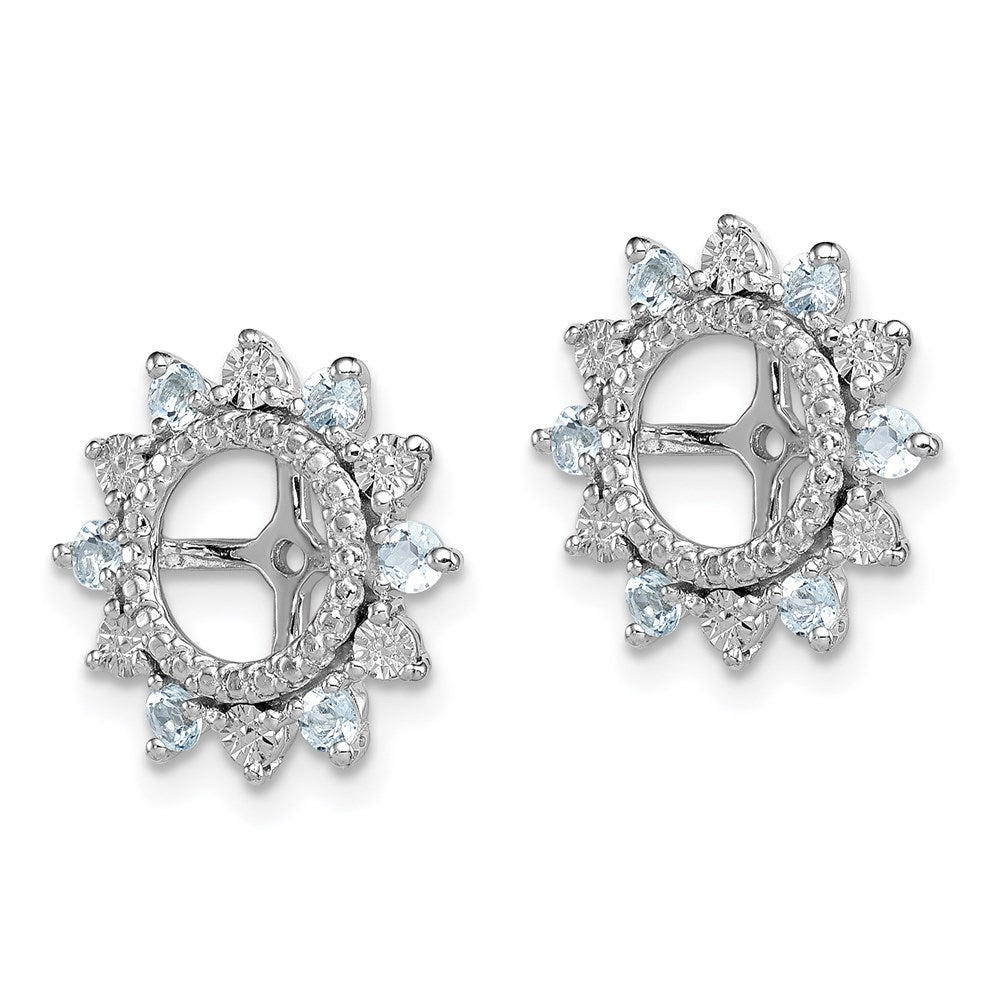 Sterling Silver Rhodium Aquamarine Earring Jacket
