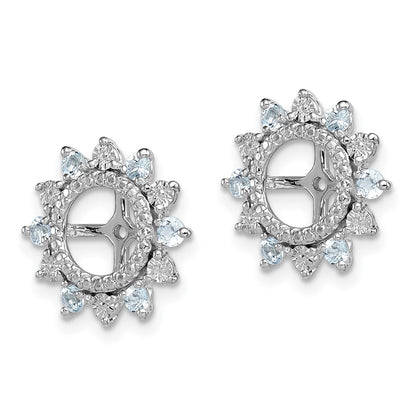 Sterling Silver Rhodium Aquamarine Earring Jacket