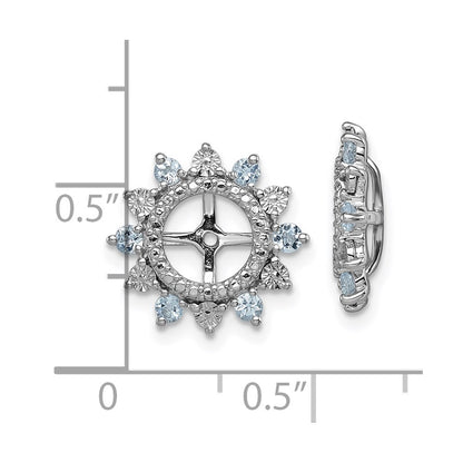 Sterling Silver Rhodium Aquamarine Earring Jacket