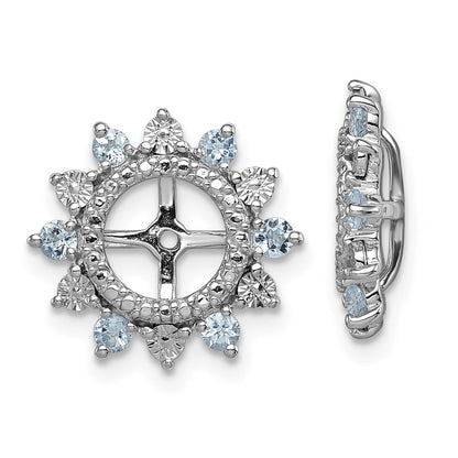 Sterling Silver Rhodium Aquamarine Earring Jacket