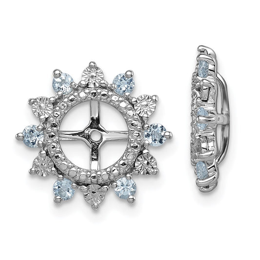 Sterling Silver Rhodium Aquamarine Earring Jacket