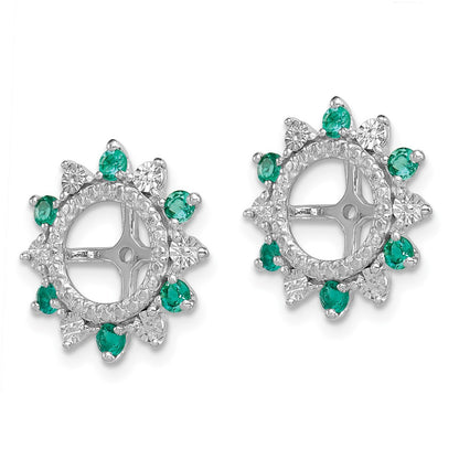 Sterling Silver Rhodium Created Emerald Earring Jacket