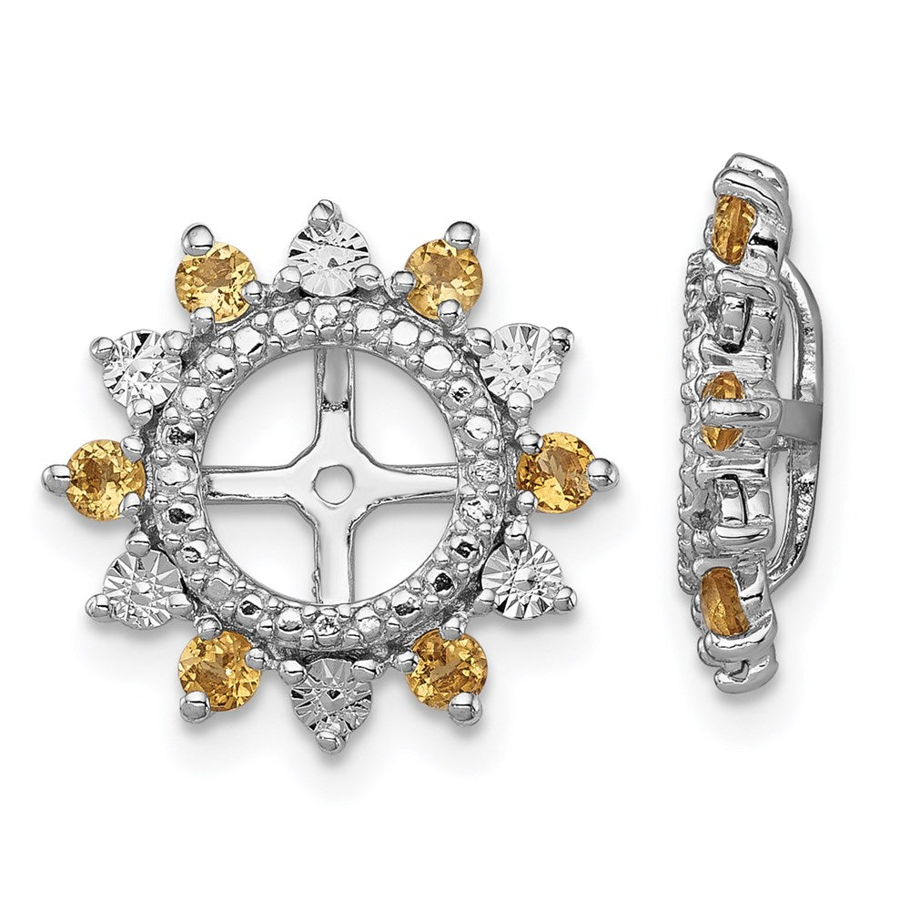 Sterling Silver Rhodium Citrine Earring Jacket
