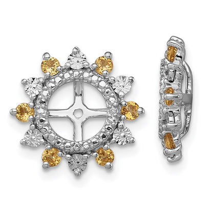 Sterling Silver Rhodium Citrine Earring Jacket