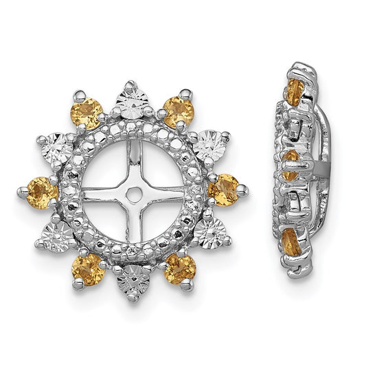 Sterling Silver Rhodium Citrine Earring Jacket