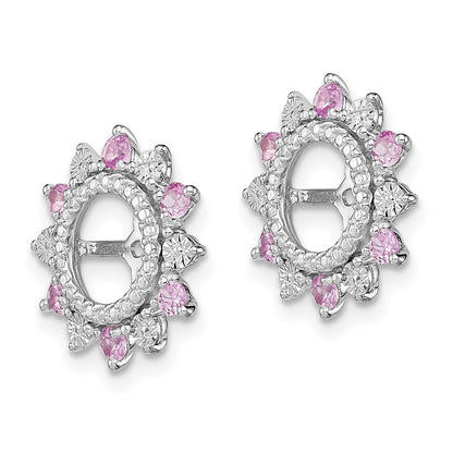 Sterling Silver Rhodium Created Pink Sapphire Earring Jacket