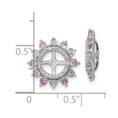 Sterling Silver Rhodium Created Pink Sapphire Earring Jacket