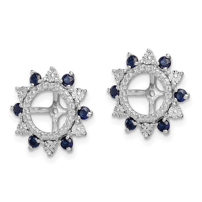 Sterling Silver Rhodium Created Sapphire Earring Jacket