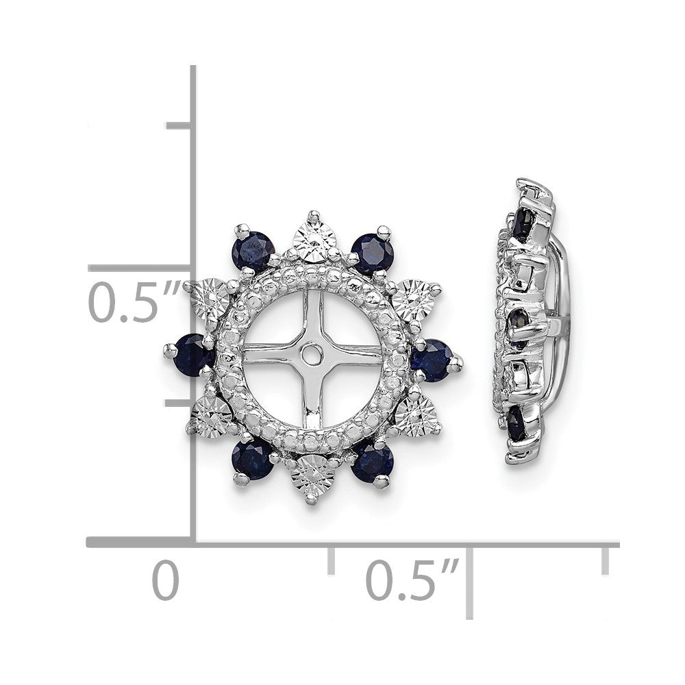 Sterling Silver Rhodium Created Sapphire Earring Jacket