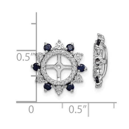 Sterling Silver Rhodium Created Sapphire Earring Jacket