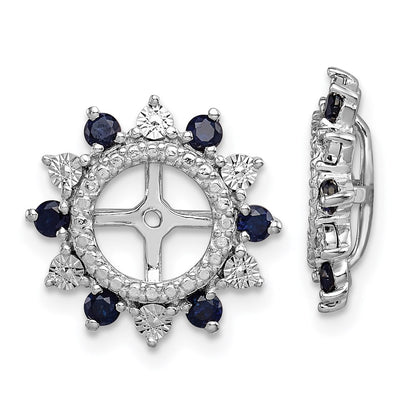 Sterling Silver Rhodium Created Sapphire Earring Jacket