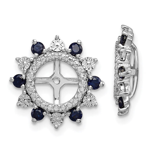 Sterling Silver Rhodium Created Sapphire Earring Jacket