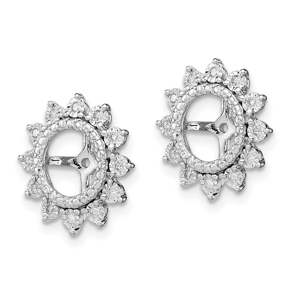 Sterling Silver Rhodium Diamond Earring Jacket