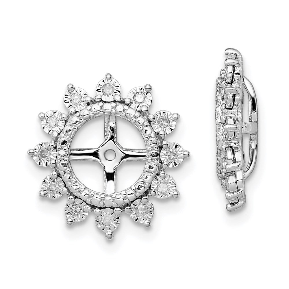 Sterling Silver Rhodium Diamond Earring Jacket