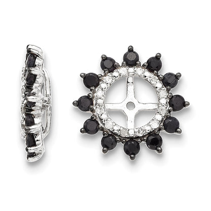 Sterling Silver Rhodium Diamond u0026 Black Sapphire Earring Jacket