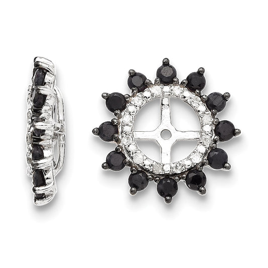 Sterling Silver Rhodium Diamond u0026 Black Sapphire Earring Jacket