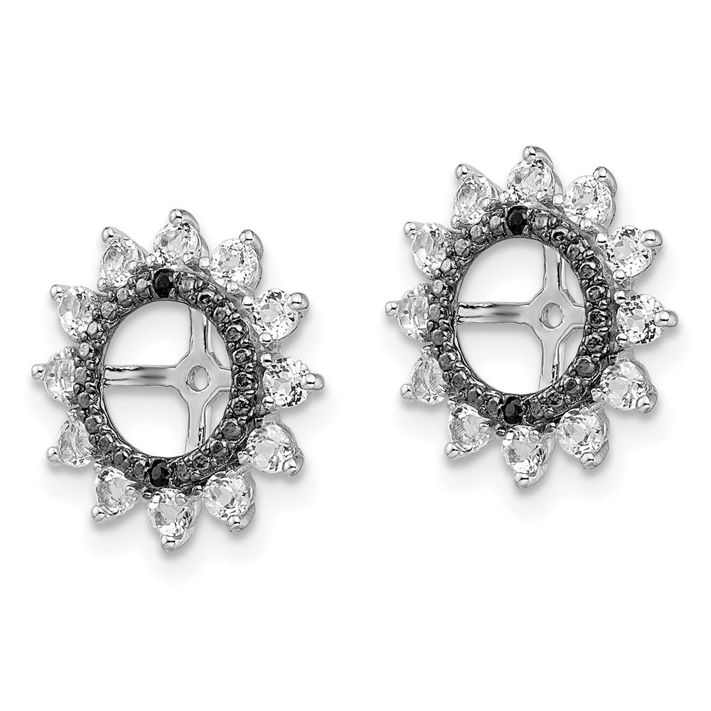 Sterling Silver Rhodium White Topaz u0026 Black Sapphire Earring Jacket
