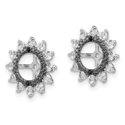 Sterling Silver Rhodium White Topaz u0026 Black Sapphire Earring Jacket