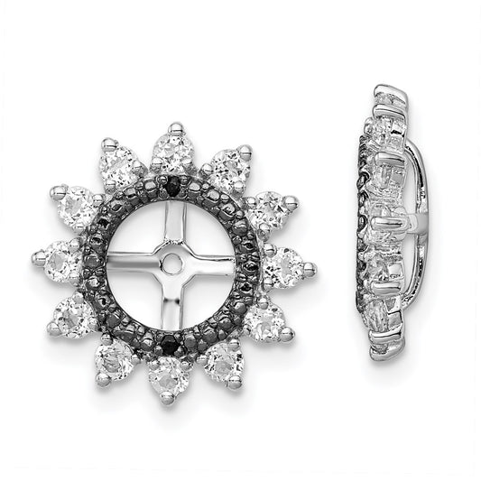 Sterling Silver Rhodium White Topaz u0026 Black Sapphire Earring Jacket