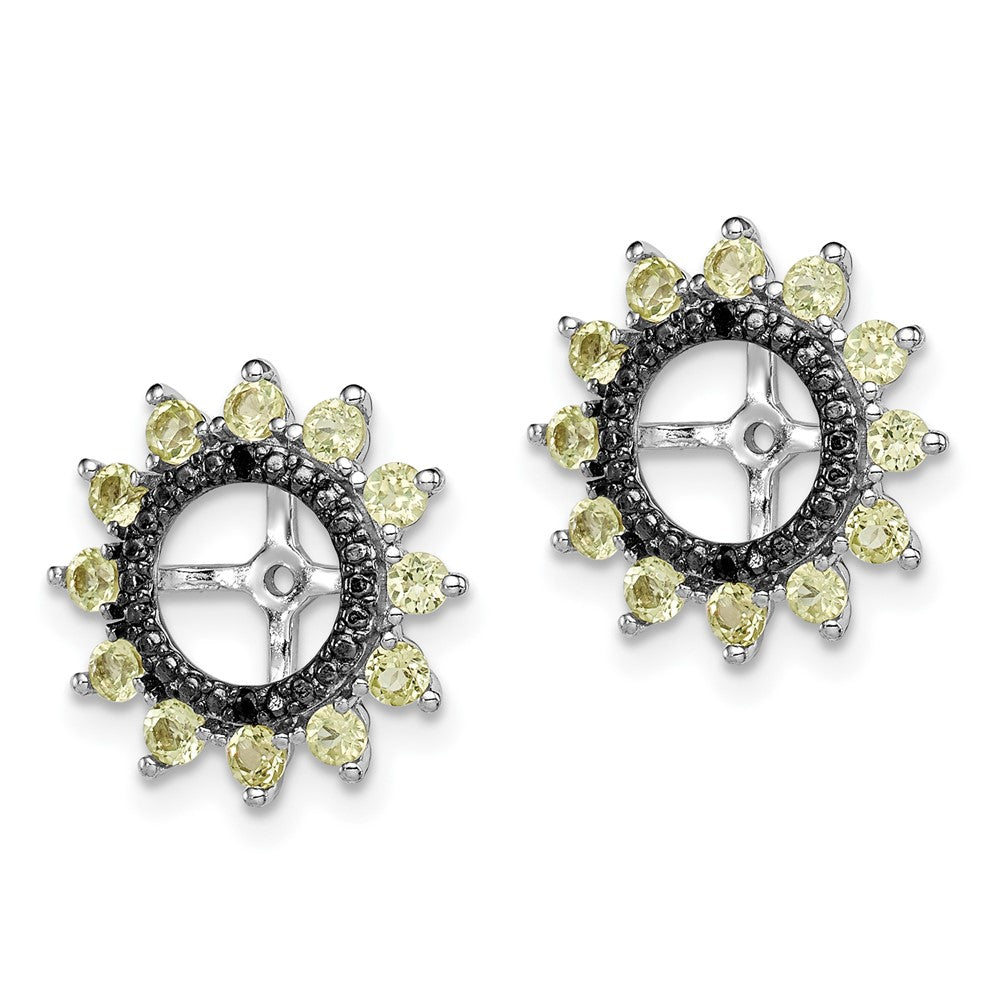 Sterling Silver Rhodium Peridot u0026 Black Sapphire Earring Jacket
