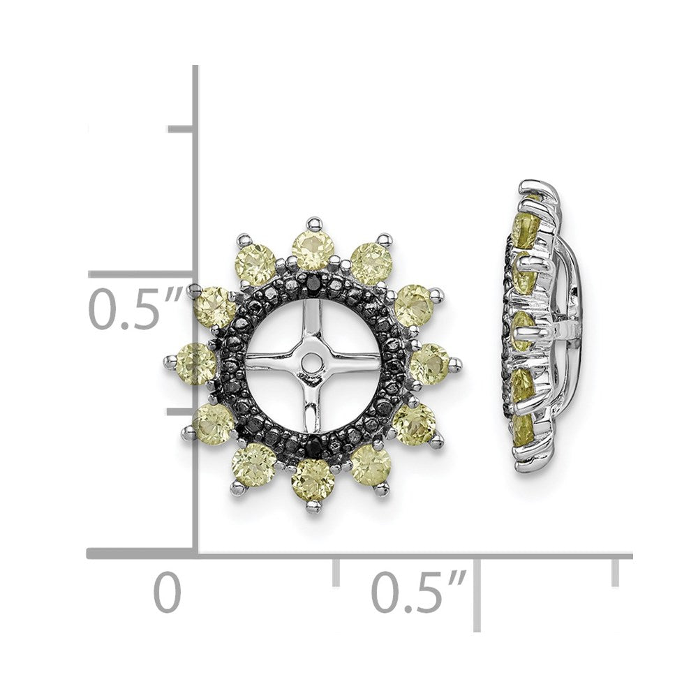 Sterling Silver Rhodium Peridot u0026 Black Sapphire Earring Jacket