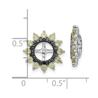 Sterling Silver Rhodium Peridot u0026 Black Sapphire Earring Jacket