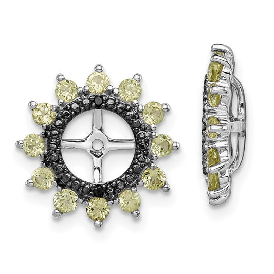 Sterling Silver Rhodium Peridot u0026 Black Sapphire Earring Jacket