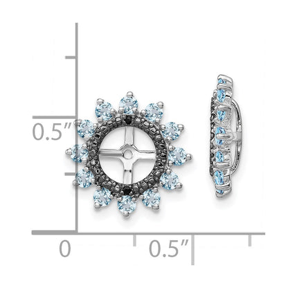 Sterling Silver Rhodium Swiss Blue Topaz u0026 Black Sapphire Earring Jacket