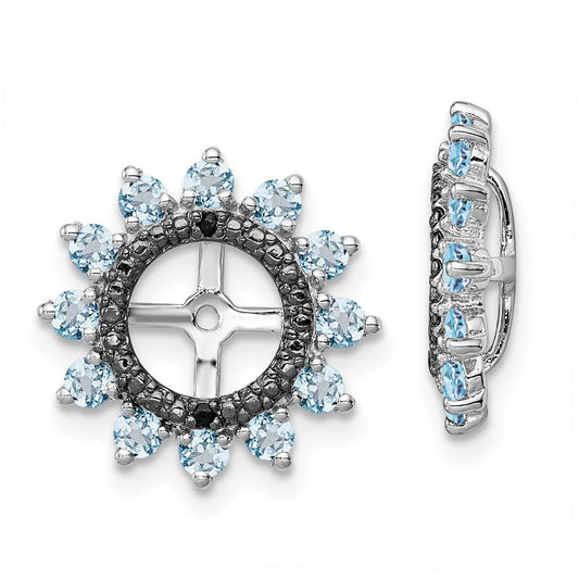 Sterling Silver Rhodium Swiss Blue Topaz u0026 Black Sapphire Earring Jacket