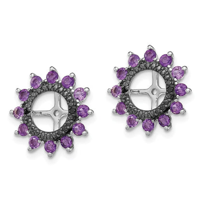 Sterling Silver Rhodium Amethyst u0026 Black Sapphire Earring Jacket
