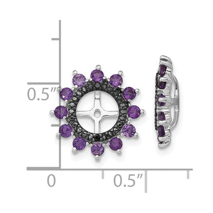 Sterling Silver Rhodium Amethyst u0026 Black Sapphire Earring Jacket