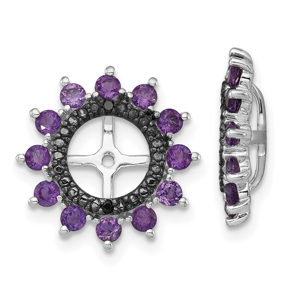 Sterling Silver Rhodium Amethyst u0026 Black Sapphire Earring Jacket