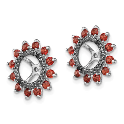 Sterling Silver Rhodium Garnet u0026 Black Sapphire Earring Jacket