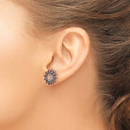 Sterling Silver Rhodium Garnet u0026 Black Sapphire Earring Jacket