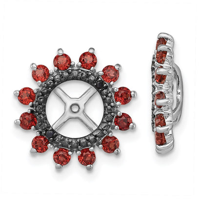 Sterling Silver Rhodium Garnet u0026 Black Sapphire Earring Jacket