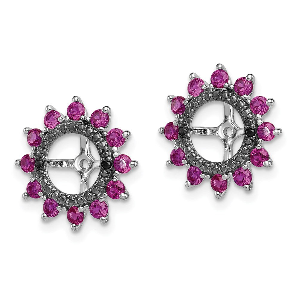 Sterling Silver Rhodium Created Ruby u0026 Black Sapphire Earring Jacket