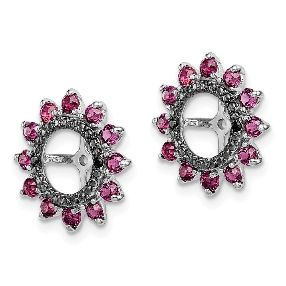Sterling Silver Rhodium Rhodolite Garnet u0026 Black Sapphire Earring Jacket