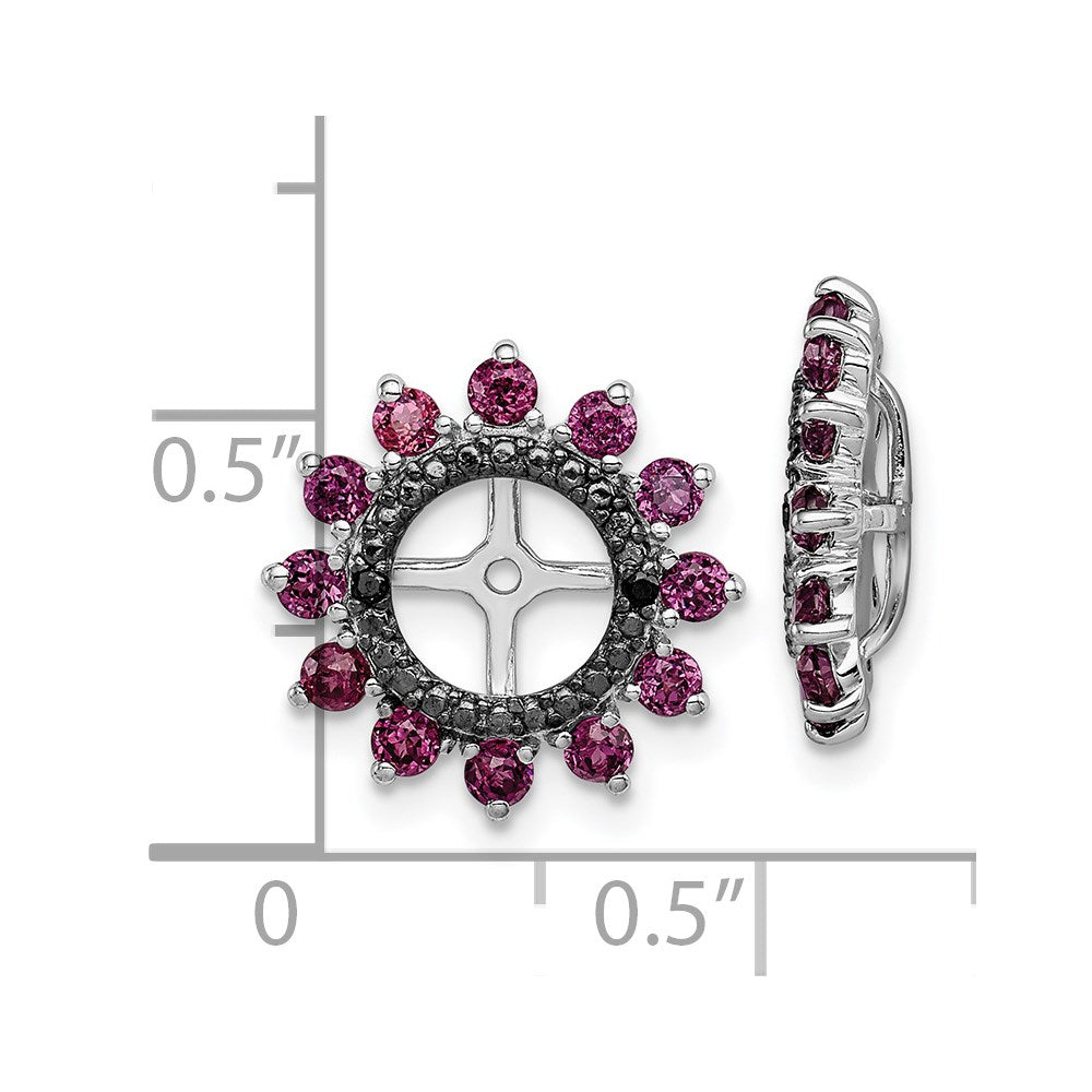 Sterling Silver Rhodium Rhodolite Garnet u0026 Black Sapphire Earring Jacket