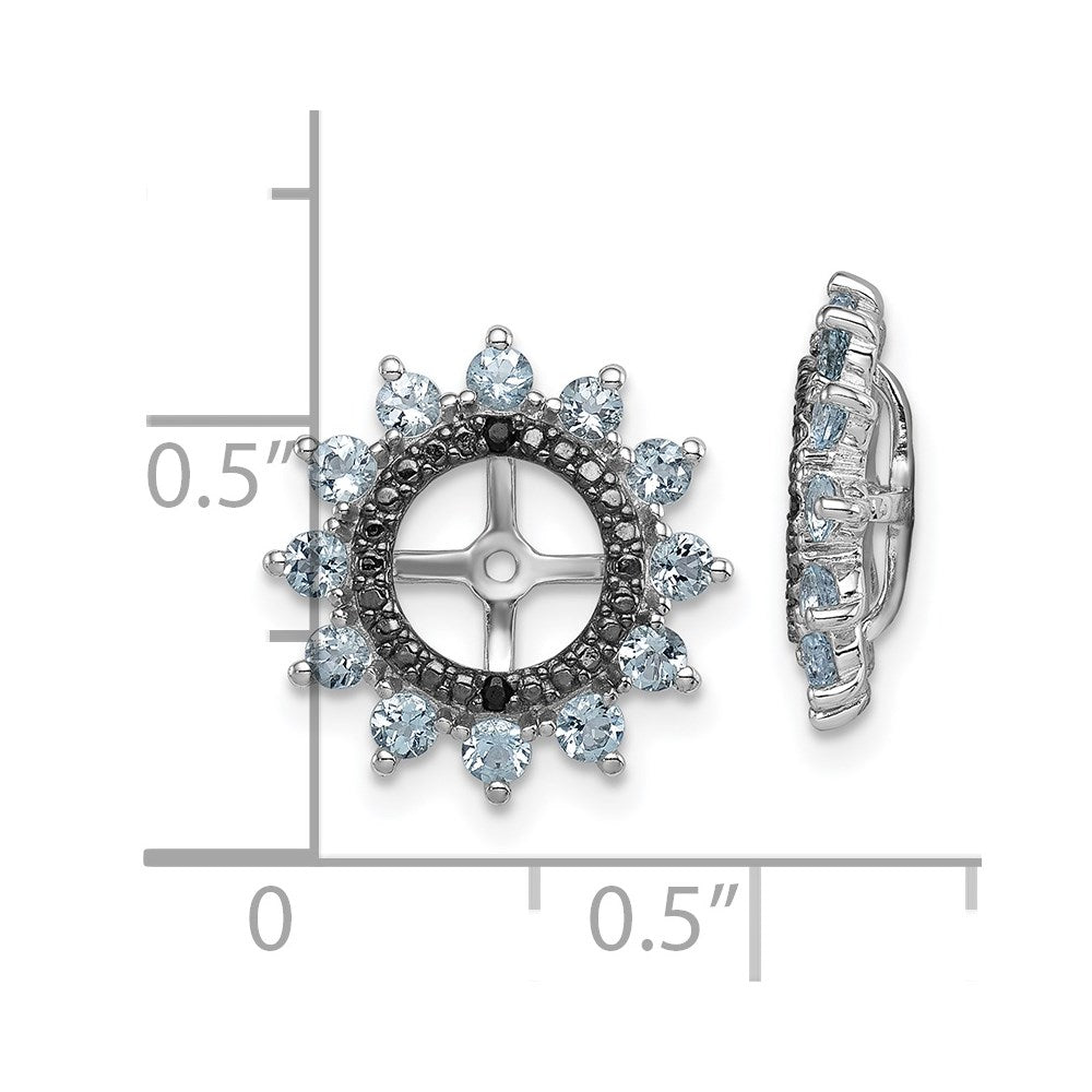 Sterling Silver Rhodium Aquamarine u0026 Black Sapphire Earring Jacket
