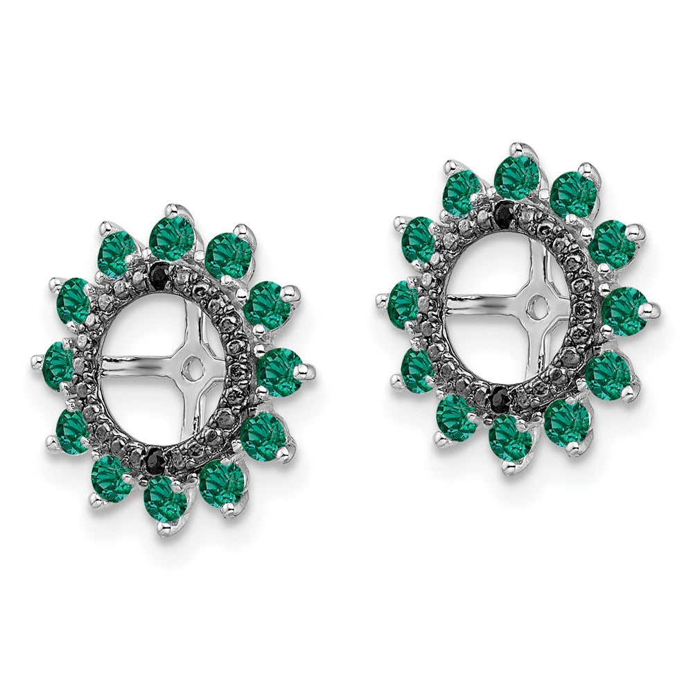 Sterling Silver Rhodium Created Emerald u0026 Black Sapphire Earring Jacket