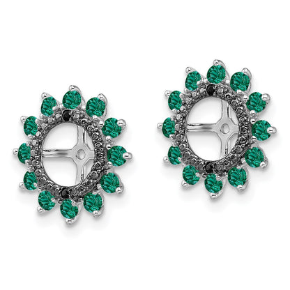 Sterling Silver Rhodium Created Emerald u0026 Black Sapphire Earring Jacket
