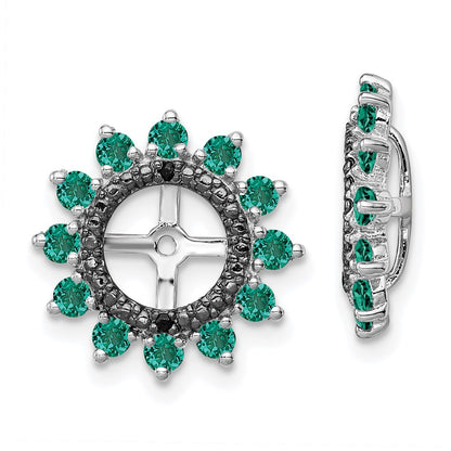 Sterling Silver Rhodium Created Emerald u0026 Black Sapphire Earring Jacket