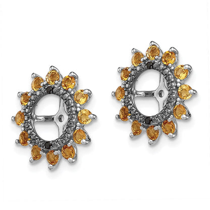 Sterling Silver Rhodium Citrine u0026 Black Sapphire Earring Jacket