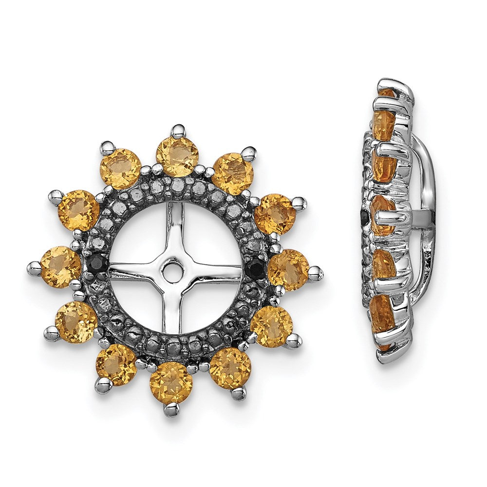 Sterling Silver Rhodium Citrine u0026 Black Sapphire Earring Jacket