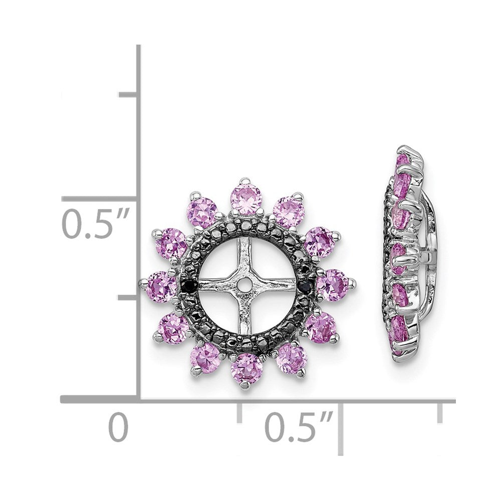Sterling Silver Rhodium Created Pink Sapphire u0026 Black Sapphire Earring Jack