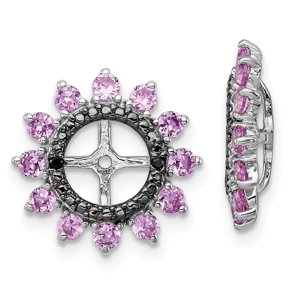 Sterling Silver Rhodium Created Pink Sapphire u0026 Black Sapphire Earring Jack
