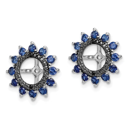 Sterling Silver Rhodium Created Sapphire u0026 Black Sapphire Earring Jacket