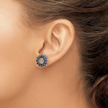 Sterling Silver Rhodium Created Sapphire u0026 Black Sapphire Earring Jacket